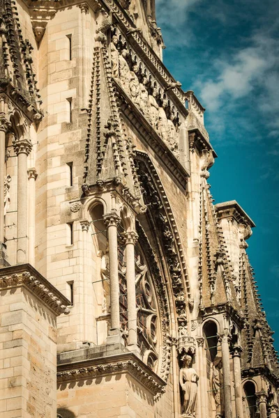 Reims Francia Septiembre 2020 Vista Fachada Exterior Catedral Católica Notre —  Fotos de Stock