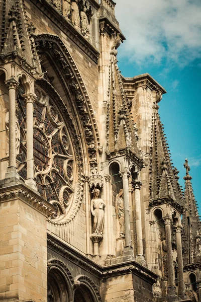 Reims Francia Septiembre 2020 Vista Fachada Exterior Catedral Católica Notre — Foto de Stock