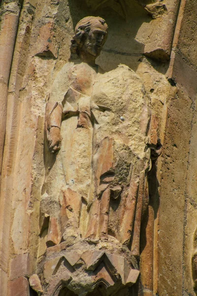 Reims França Setembro 2020 Vista Fachada Exterior Catedral Católica Romana — Fotografia de Stock