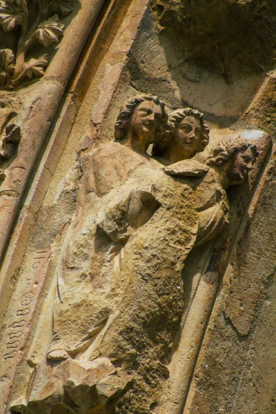 Reims Francia Settembre 2020 Veduta Della Facciata Esterna Della Cattedrale — Foto Stock