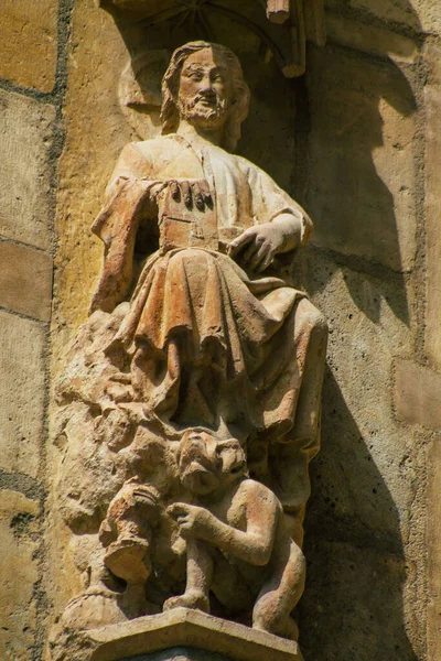 Reims França Setembro 2020 Vista Fachada Exterior Catedral Católica Romana — Fotografia de Stock