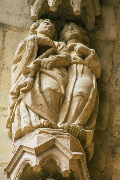 Reims Francia Septiembre 2020 Vista Fachada Exterior Catedral Católica Notre —  Fotos de Stock