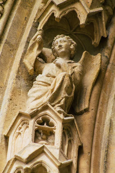 Reims França Setembro 2020 Vista Fachada Exterior Catedral Católica Romana — Fotografia de Stock