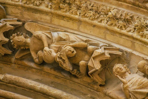 Reims França Setembro 2020 Vista Fachada Exterior Catedral Católica Romana — Fotografia de Stock