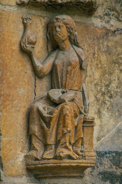 Reims Francia Septiembre 2020 Vista Fachada Exterior Catedral Católica Notre — Foto de Stock