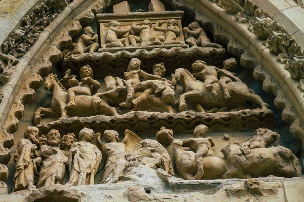 Reims Francia Settembre 2020 Veduta Della Facciata Esterna Della Cattedrale — Foto Stock