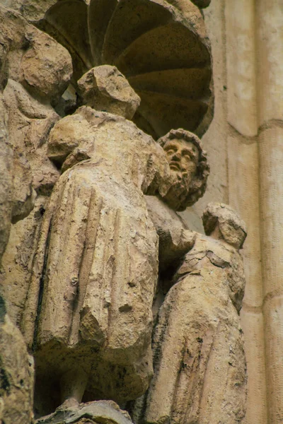 Reims Francia Septiembre 2020 Vista Fachada Exterior Catedral Católica Notre — Foto de Stock