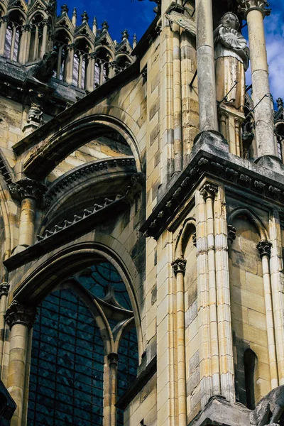 Reims France September 2020 View External Facade Roman Catholic Notre — 스톡 사진