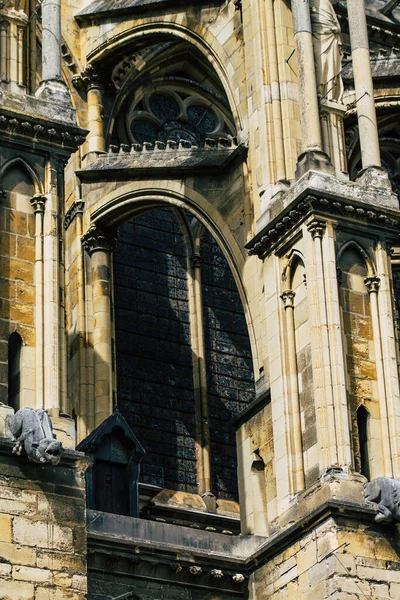 Reims Francia Septiembre 2020 Vista Fachada Exterior Catedral Católica Notre — Foto de Stock