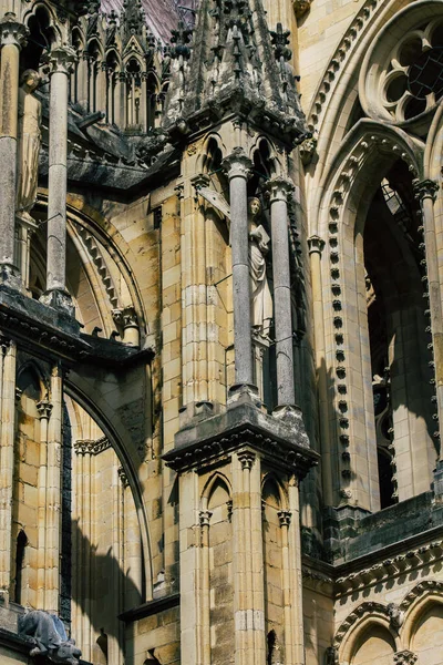 Reims França Setembro 2020 Vista Fachada Exterior Catedral Católica Romana — Fotografia de Stock