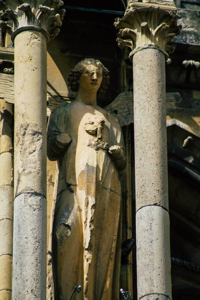 Reims France September 2020 Zicht Buitengevel Van Rooms Katholieke Notre — Stockfoto