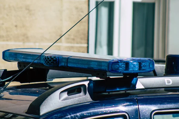 Реймс Франция Сентябрь 2020 Вид Традиционную Французскую Полицейскую Машину Припаркованную — стоковое фото
