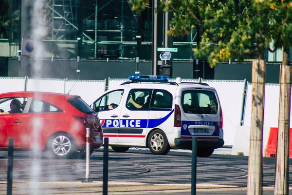 Reims France September 2020 View Traditional French Police Car Rolling — Stock Photo, Image