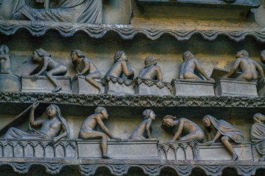 Reims France 12 Eylül 2020 Roma Katolik Notre Dame de Reims Katedrali 'nin dış görünüşü, Fransa' nın Grand Est bölgesinde tarihi bir eser ve Avrupa 'nın en eskilerindendir.