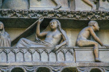 Reims France 12 Eylül 2020 Roma Katolik Notre Dame de Reims Katedrali 'nin dış görünüşü, Fransa' nın Grand Est bölgesinde tarihi bir eser ve Avrupa 'nın en eskilerindendir.