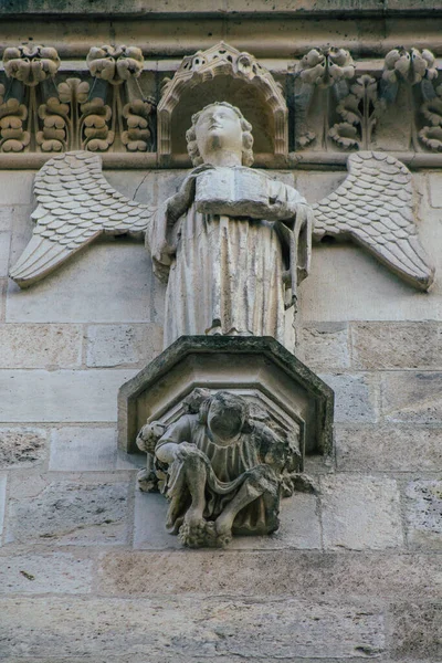 Reims França Setembro 2020 Vista Fachada Exterior Catedral Católica Romana — Fotografia de Stock