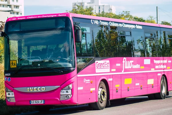 Reims França Setembro 2020 Vista Ônibus Urbano Tradicional Para Passageiros — Fotografia de Stock