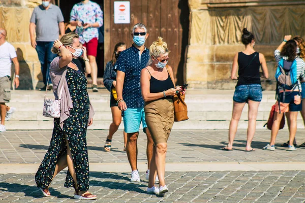 Reims France September 2020 View Unidentified Tourists Visiting Walking Streets — Stock Photo, Image