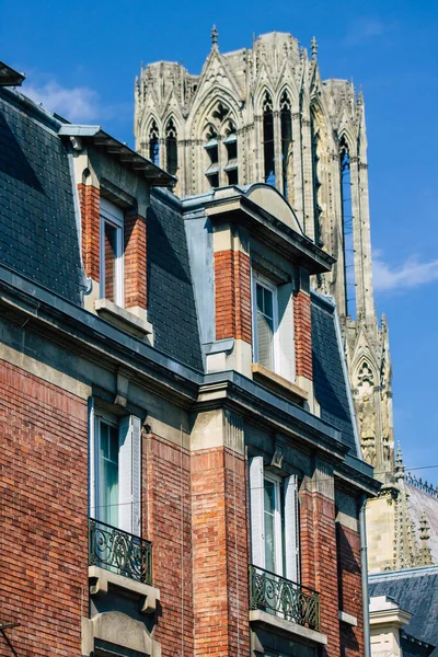 Reims Francie Září 2020 Pohled Fasádu Historické Budovy Remeš Město — Stock fotografie