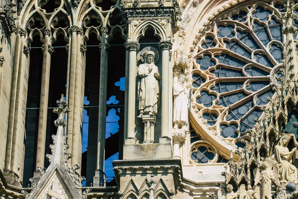 Reims France Septembre 2020 Vue Façade Extérieure Cathédrale Catholique Romaine — Photo