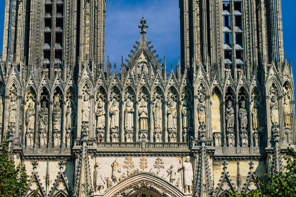 Reims Frankrike September 2020 Utsikt Över Fasaden Den Romersk Katolska — Stockfoto