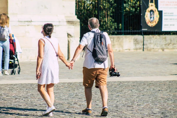 Reims França Setembro 2020 Vista Turistas Não Identificados Visitando Andando — Fotografia de Stock