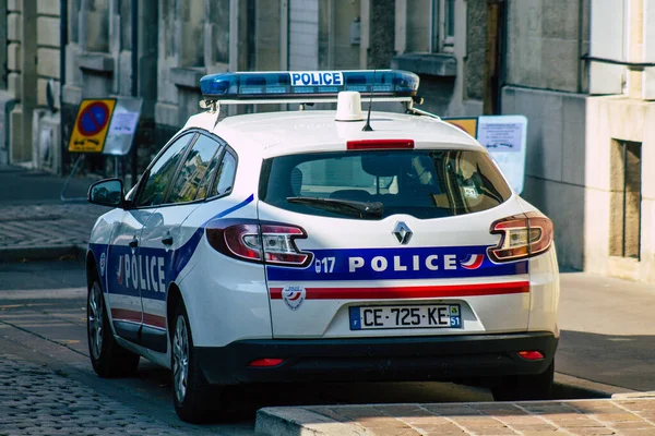 Reims Francia Septiembre 2020 Vista Coche Policía Francés Tradicional Estacionado — Foto de Stock