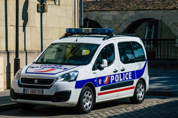 Reims Francia Septiembre 2020 Vista Coche Policía Francés Tradicional Estacionado —  Fotos de Stock