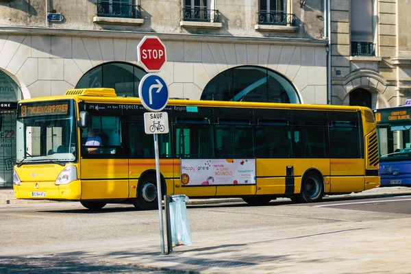 Reims France Septiembre 2020 Vista Autobús Urbano Tradicional Para Pasajeros — Foto de Stock