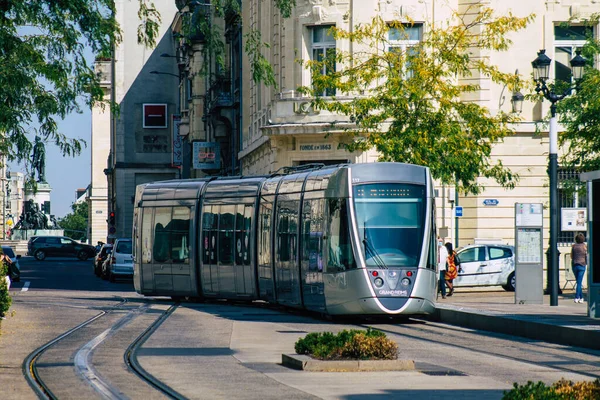 Reims Frankreich September 2020 Blick Auf Eine Moderne Elektrische Straßenbahn — Stockfoto