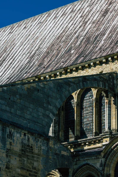 Reims Francie Září 2020 Pohled Vnější Fasádu Baziliky Saint Remiho — Stock fotografie