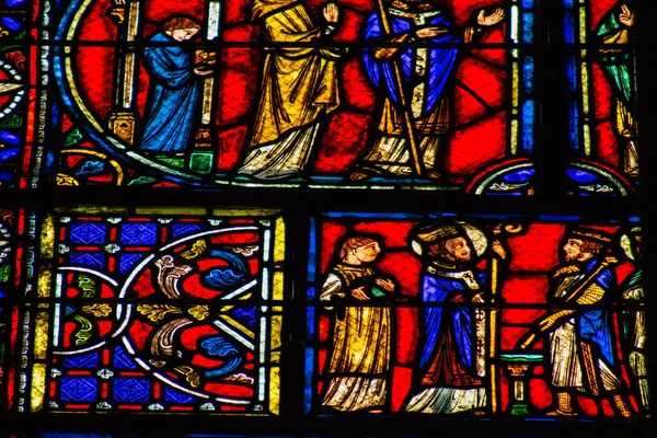 Reims France September 2020 View Stained Glass Windows Basilica Saint — Stock Photo, Image