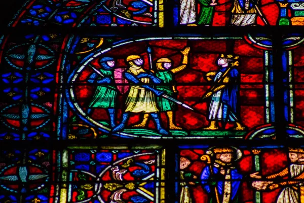 Reims France Septiembre 2020 Vista Vidrieras Dentro Basílica Saint Remi — Foto de Stock