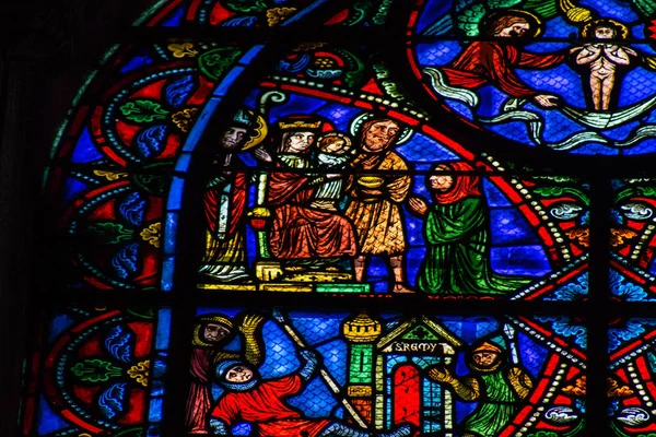 Reims France Septiembre 2020 Vista Vidrieras Dentro Basílica Saint Remi — Foto de Stock