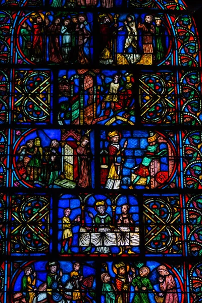 Reims Frankrike September 2020 Utsikt Över Målade Glasfönster Inne Basilikan — Stockfoto
