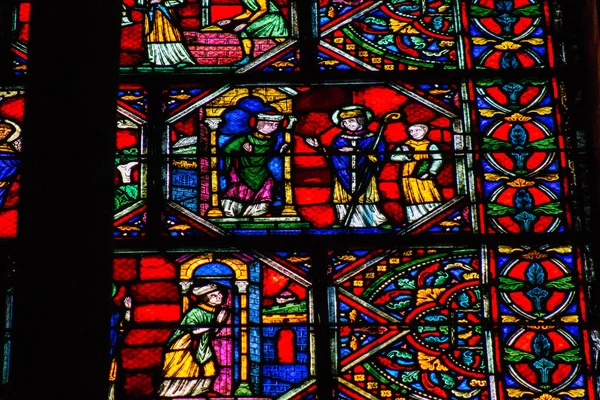 Reims France Septiembre 2020 Vista Vidrieras Dentro Basílica Saint Remi — Foto de Stock
