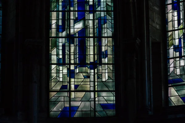 Reims France September 2020 View Stained Glass Windows Basilica Saint — Stock Photo, Image