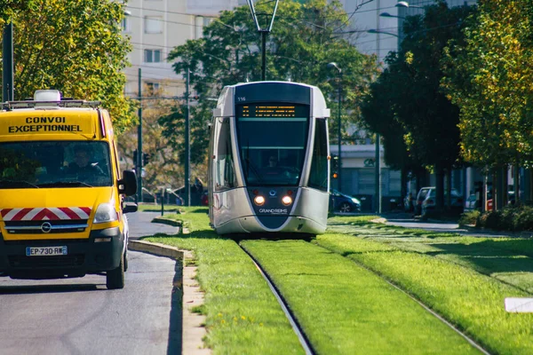 Reims France Septiembre 2020 Vista Moderno Tranvía Eléctrico Para Pasajeros — Foto de Stock