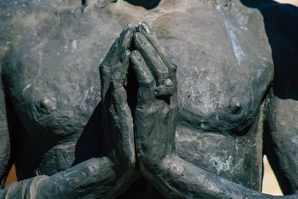 Vue Statue Baptême Clovis Par Remi Reims Elle Est Installée — Photo
