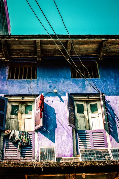 Blick Auf Die Fassade Eines Alten Hauses Aus Nepal — Stockfoto