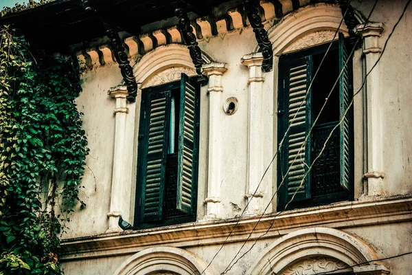 Vista Fachada Una Antigua Casa Nepal — Foto de Stock