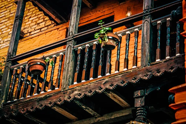 Vista Fachada Una Antigua Casa Nepal — Foto de Stock