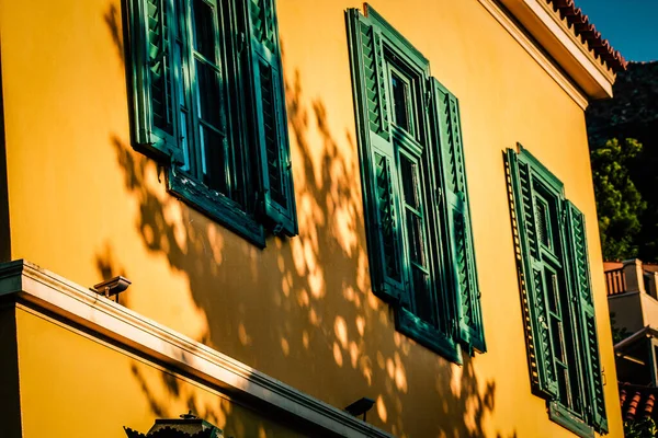 Vista Fachada Uma Antiga Casa Grécia — Fotografia de Stock