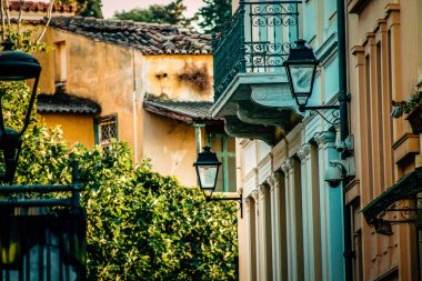 Yunanistan 'da eski bir evin dış görünüşü