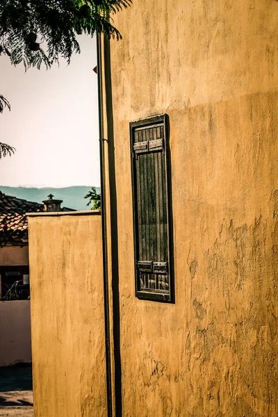 Vista Fachada Una Casa Antigua Grecia — Foto de Stock