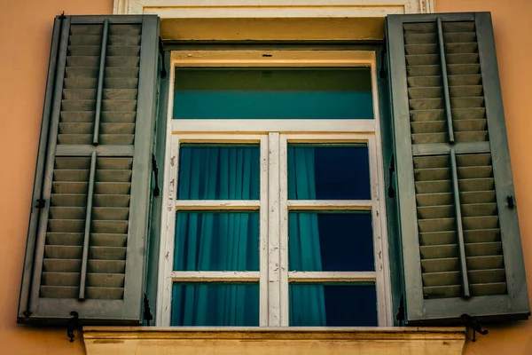 Vista Fachada Una Casa Antigua Grecia — Foto de Stock