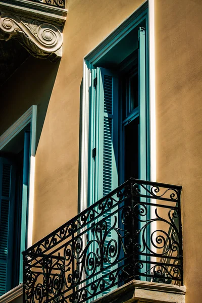 Vista Fachada Una Casa Antigua Grecia — Foto de Stock