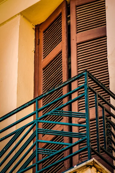 Vista Fachada Una Casa Antigua Grecia — Foto de Stock