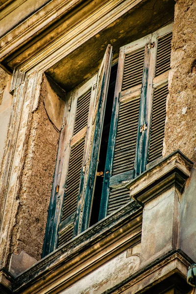 Vista Fachada Una Casa Antigua Grecia — Foto de Stock