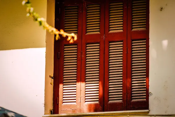 Blick Auf Die Fassade Eines Alten Hauses Griechenland — Stockfoto